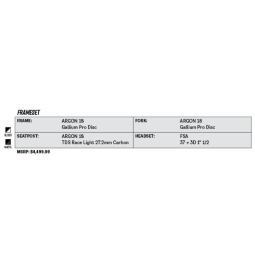 2019 Argon 18 Gallium Pro Disc Frame Set - Image 3